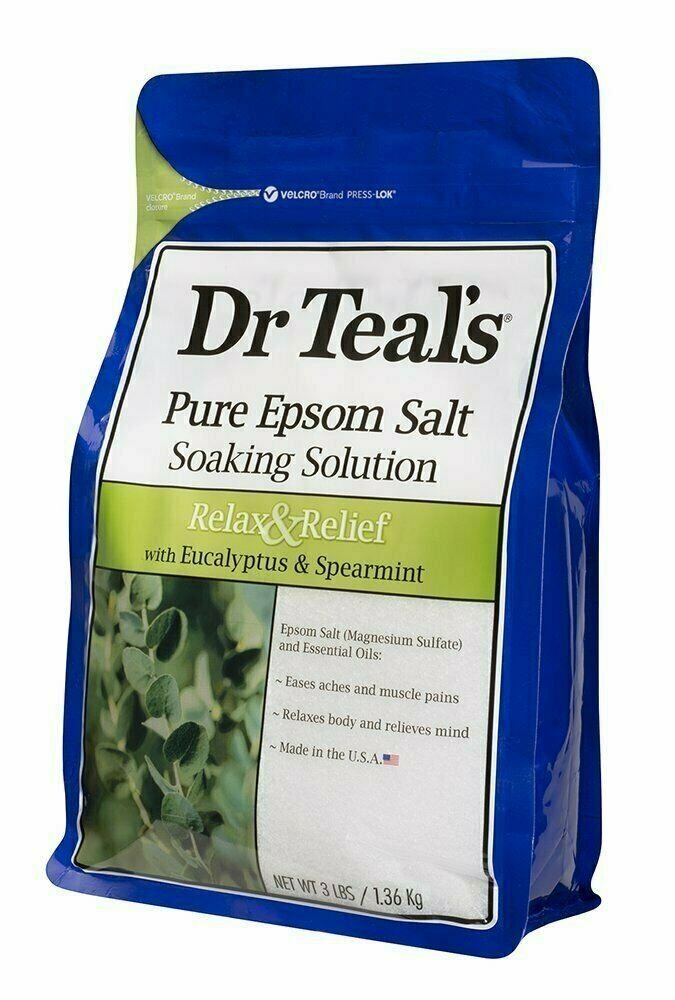 Dr Teal's Pure Epsom Salt Eucalyptus & Spearmint Soaking Solution, 3oz, 5 Pack