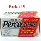 Percogesic Fast Acting Extra Strength Pain Relief 40 Coated Caplets (Bulk Pack of 5)