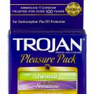 Trojan Premium Lubricated Latex Condoms Pleasure Pack 3 Count (Bulk Pack of 24)