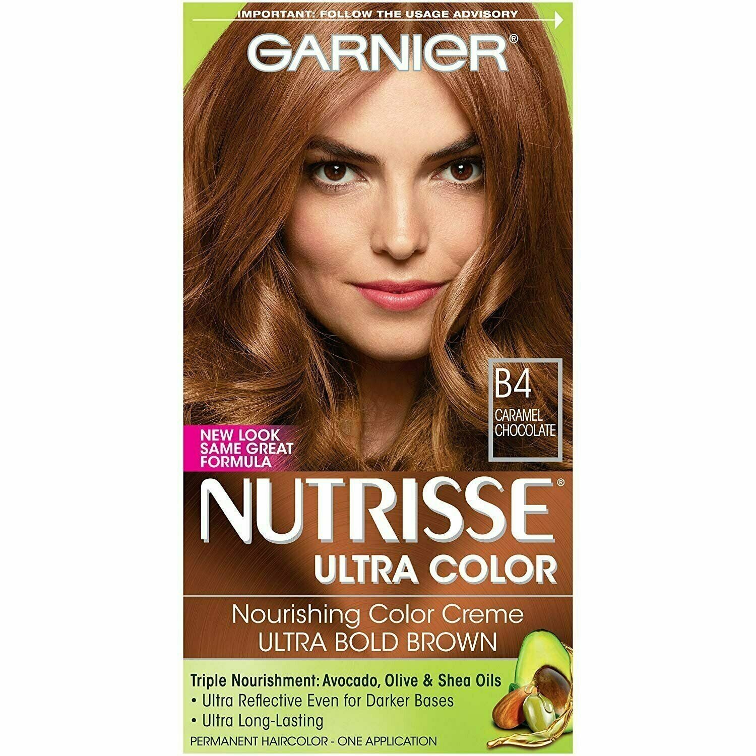 Garnier Nutrisse Ultra Color + Fruit Oil Ampoule Caramel Chocolate, 1 ct, 4 Pack