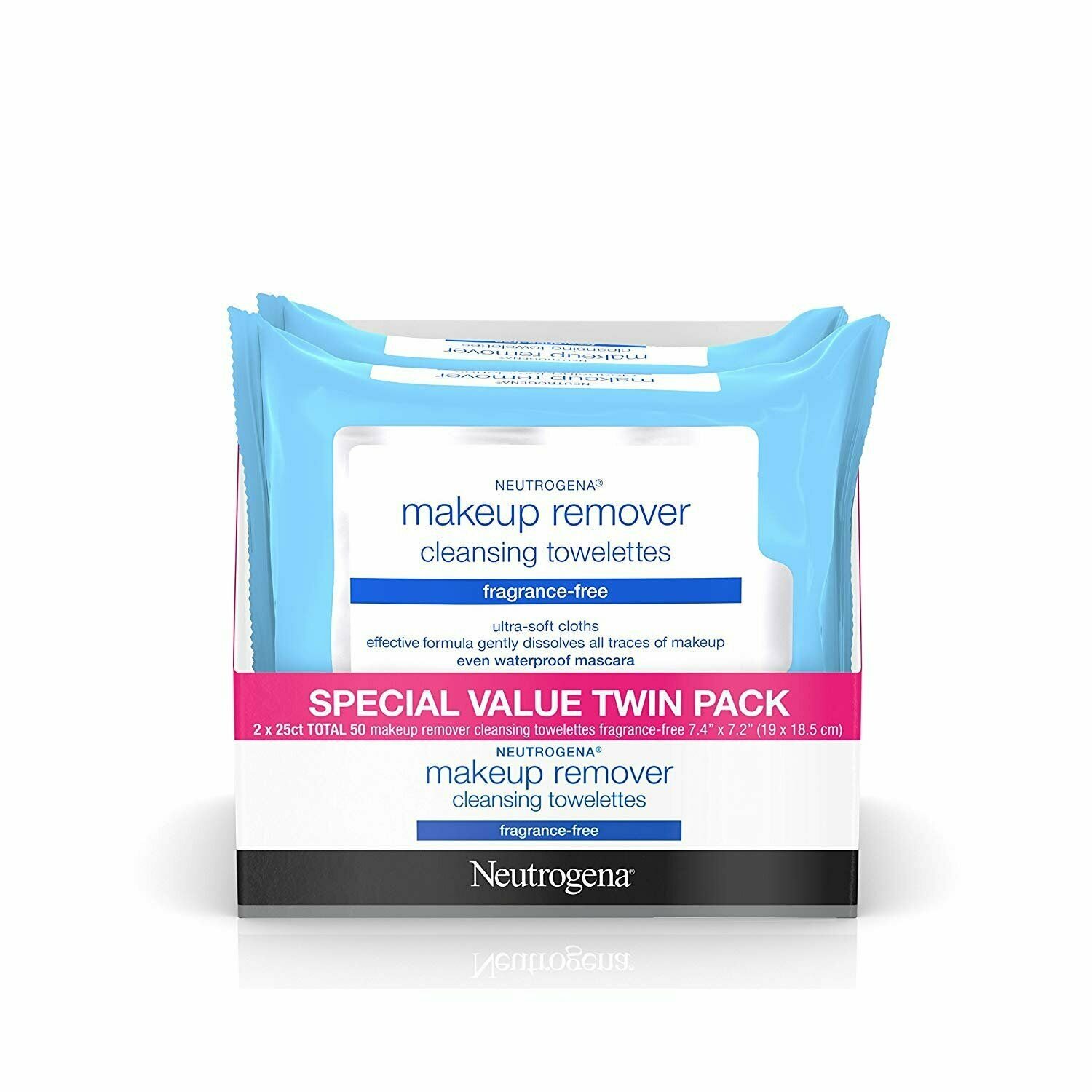 Neutrogena Makeup Remover Cleansing Towelettes Fragrance Free 2 x 25 Ct, 1 Pack
