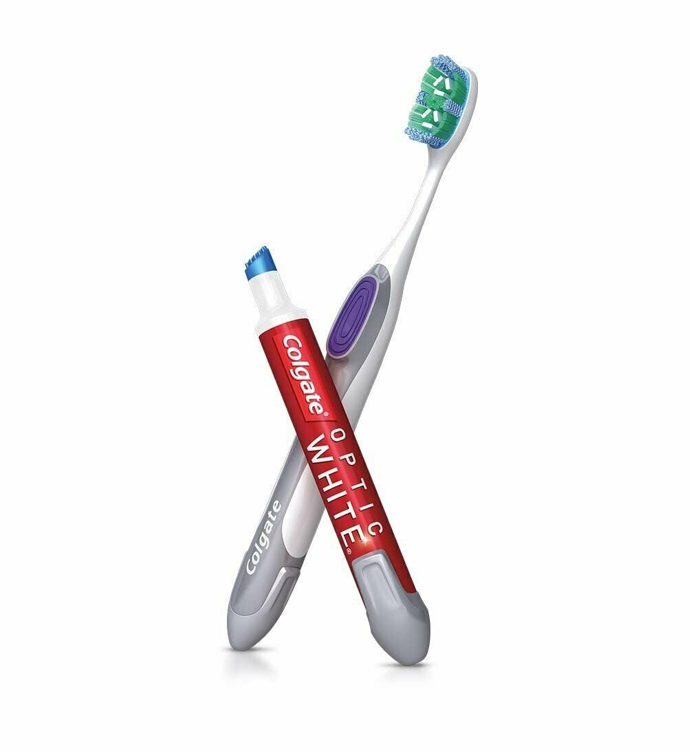 Colgate Optic White Toothbrush and Teeth Stain Whitening Pen, Medium, 5 Pack
