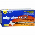 Migraine Pain Relief Acetaminophen Aspirin Caplets 100 Count Sunmark, 3 Pack