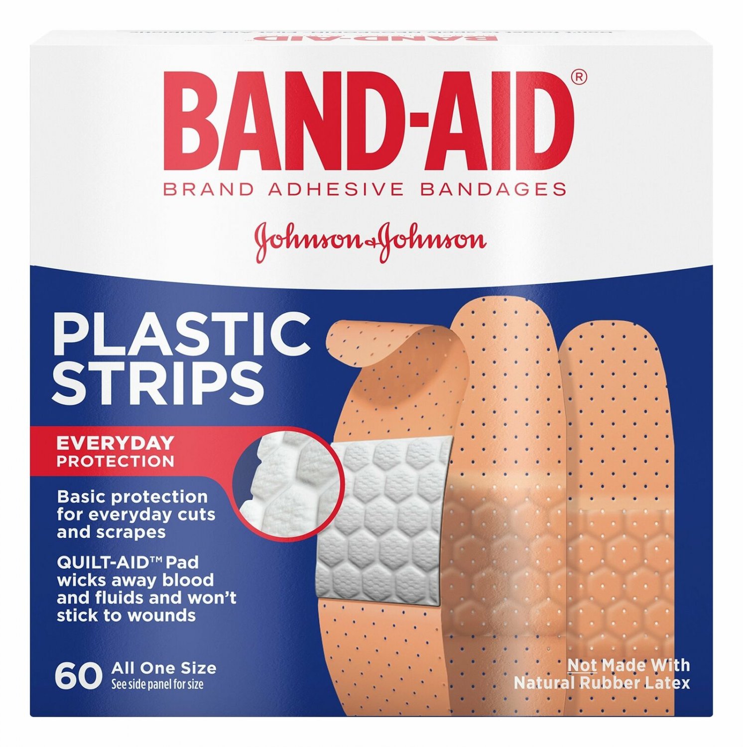 BAND-AID Adhesive Bandages Plastic Strips All One Size 60 Count (Bulk Pack of 25)