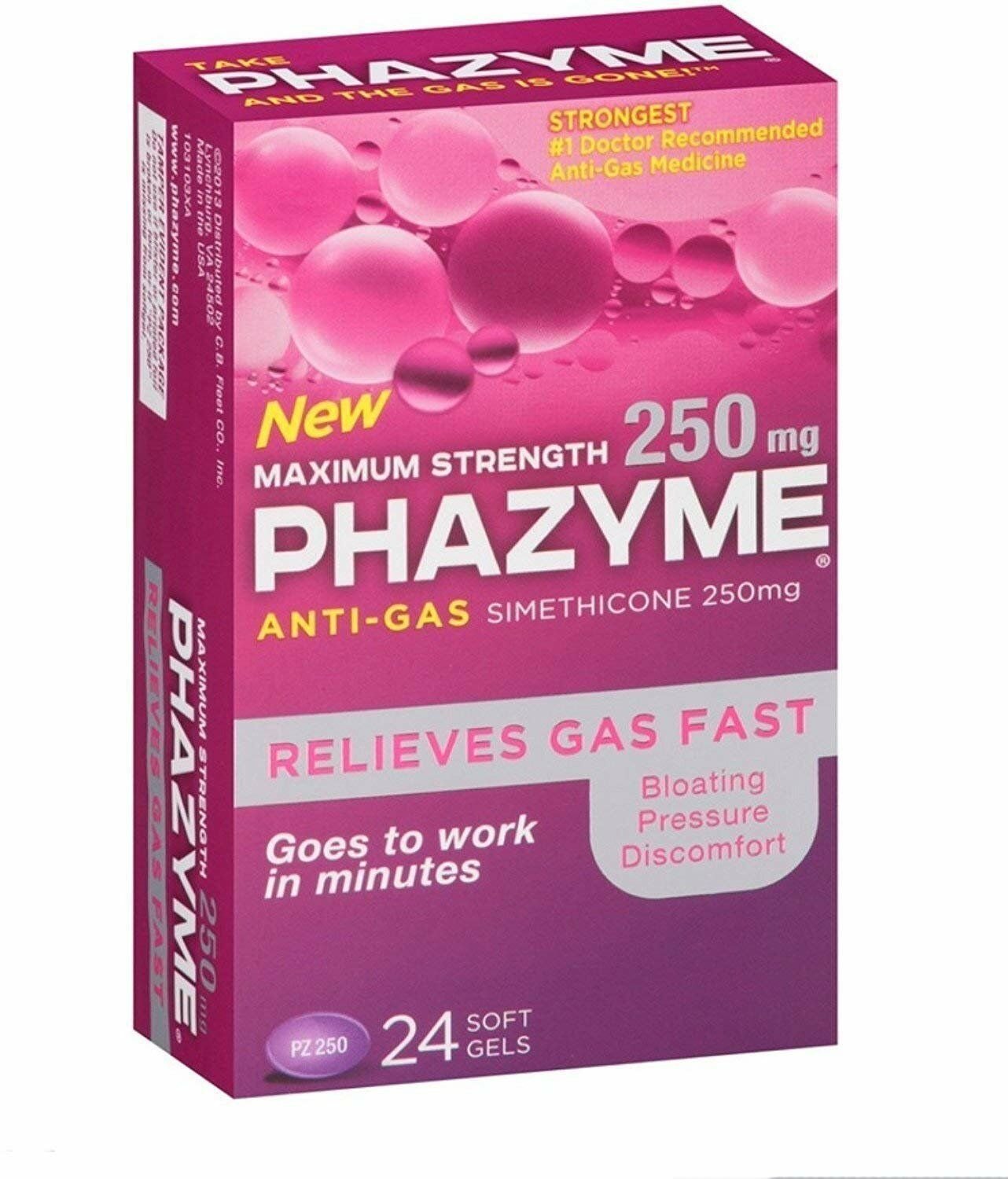 Phazyme Maximum Strength 250 mg Softgels, 24 ea (Bulk Pack of 3)
