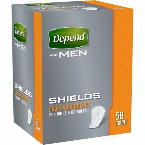 Depend Men Sheilds Light Absorbency 58 CT (Bulk Pack of 6)