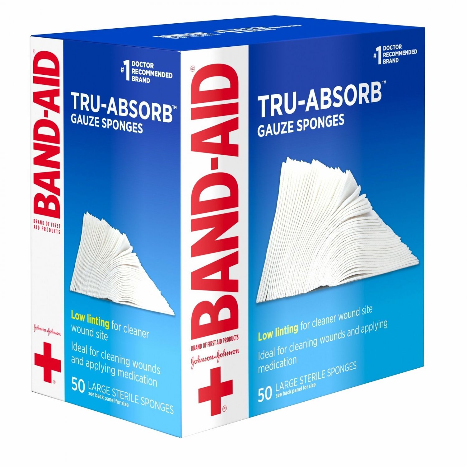 Band Aid Tru-Absorb Gauze Sponges Large 4 in x 4 in First Aid 50 Count, 6 Pack