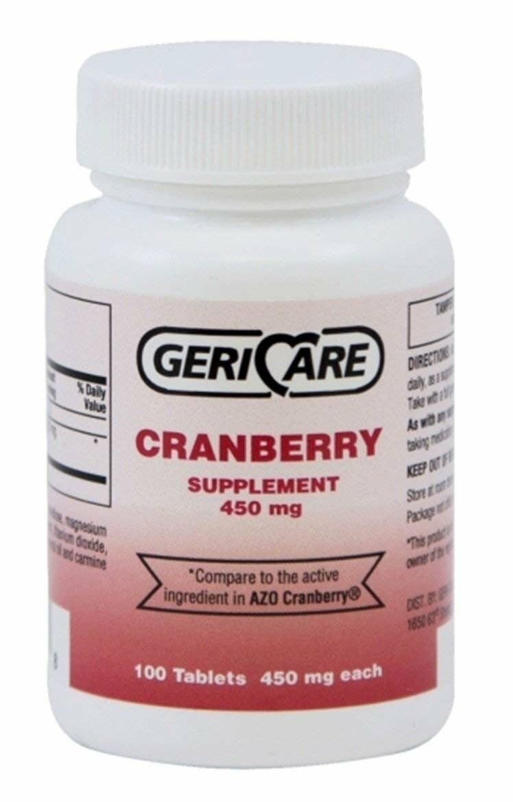 Geri-Care Cranberry Supplement, 100 Tablets 450 mg Each (Bulk Pack of 8)