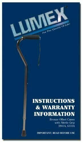 Lumex Aluminum Adjustable Offset Canes Nitrile Grip, (31"-39"), Black, 2 Pack