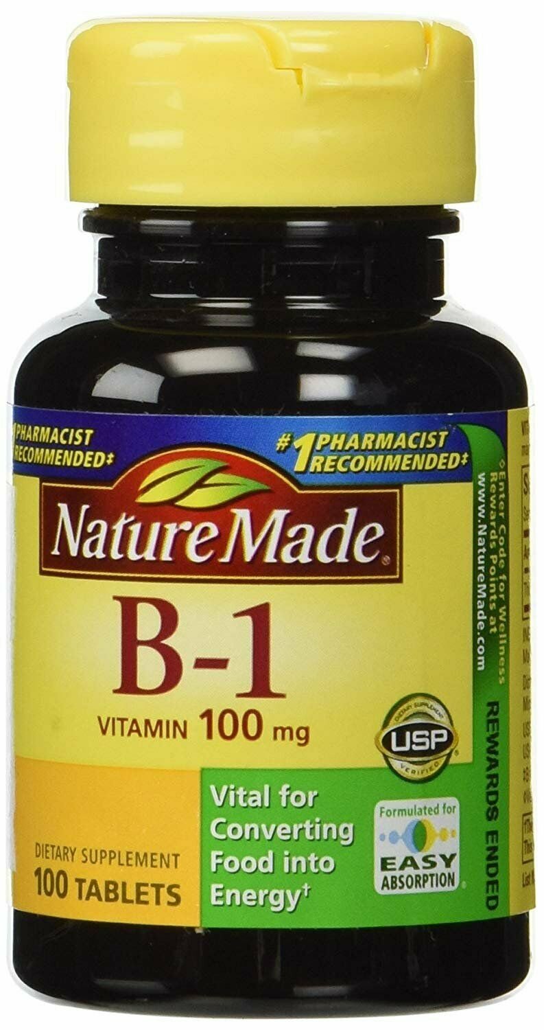 Nature Made Vitamin B-1 Tablets 100 mg Dietary Supplement 100 Count, 6 Pack