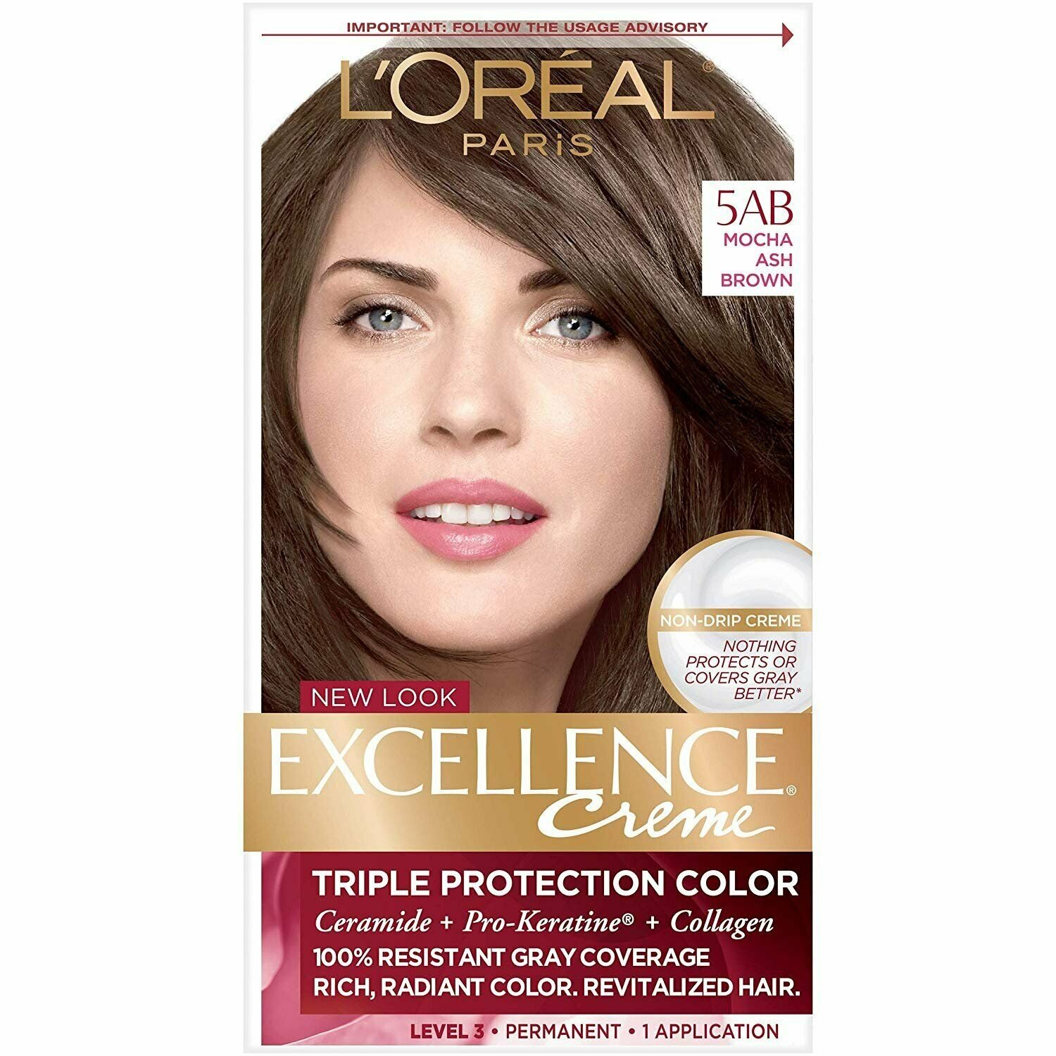 L'Oreal Excellence Creme, 5AB Mocha Ash Brown 1 ea (Bulk Pack of 4)