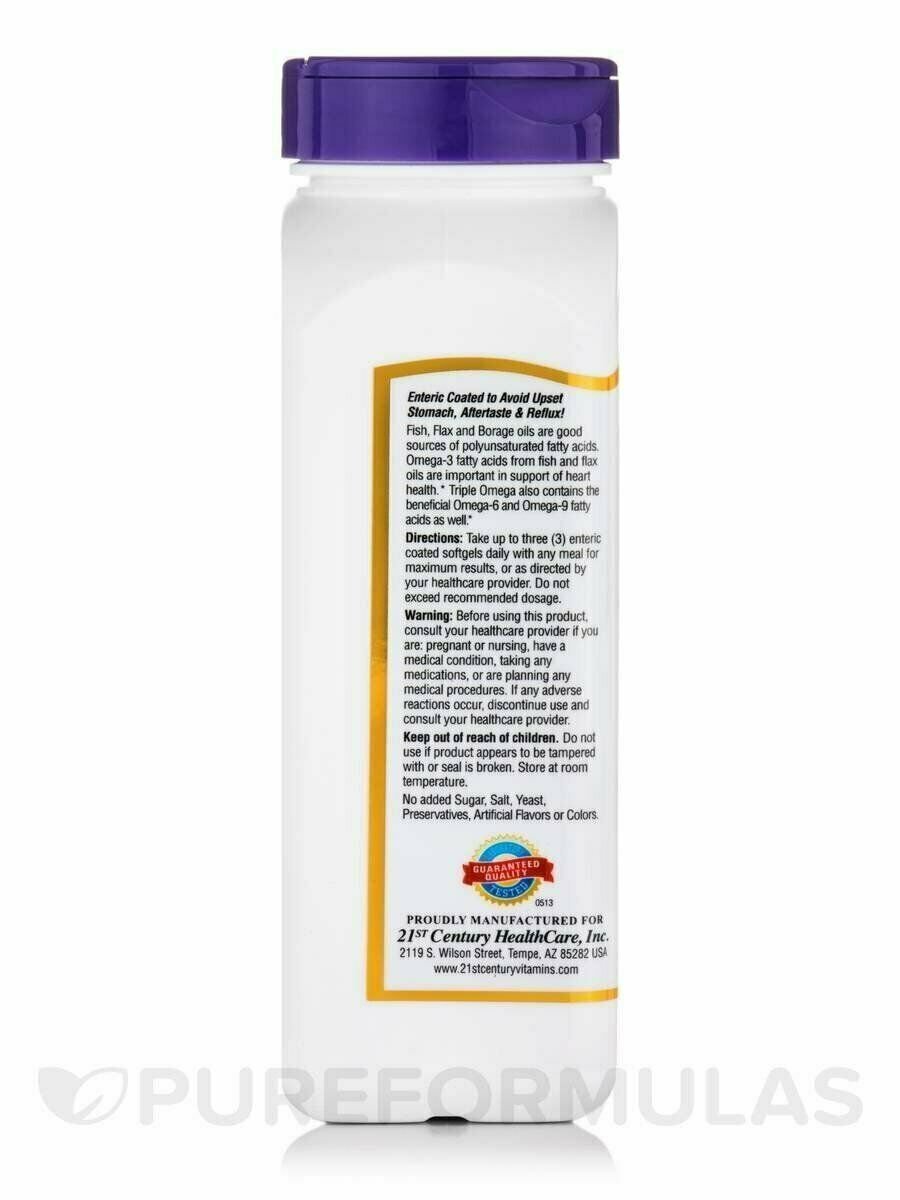 21st Century Triple Omega Complex 369 Enteric Coated Softgels, 90 ct