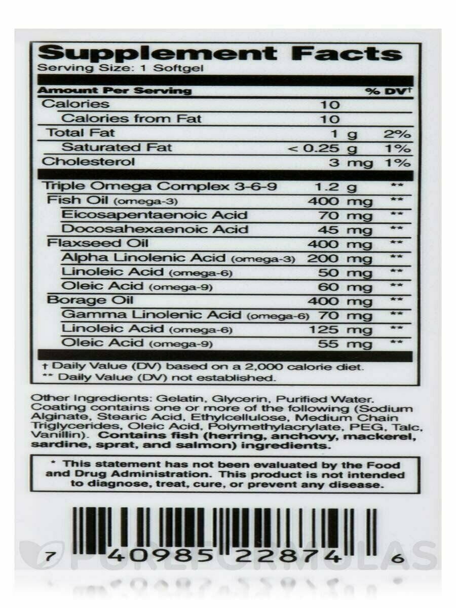 21st Century Triple Omega Complex 369 Enteric Coated Softgels, 90 ct