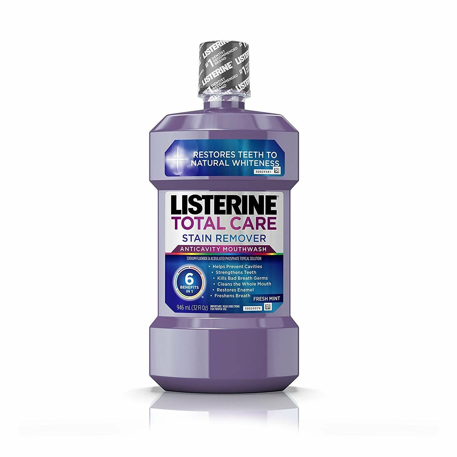 Listerine Total Care Stain Remover Anticavity Mouthwash, Fresh Mint 32 oz