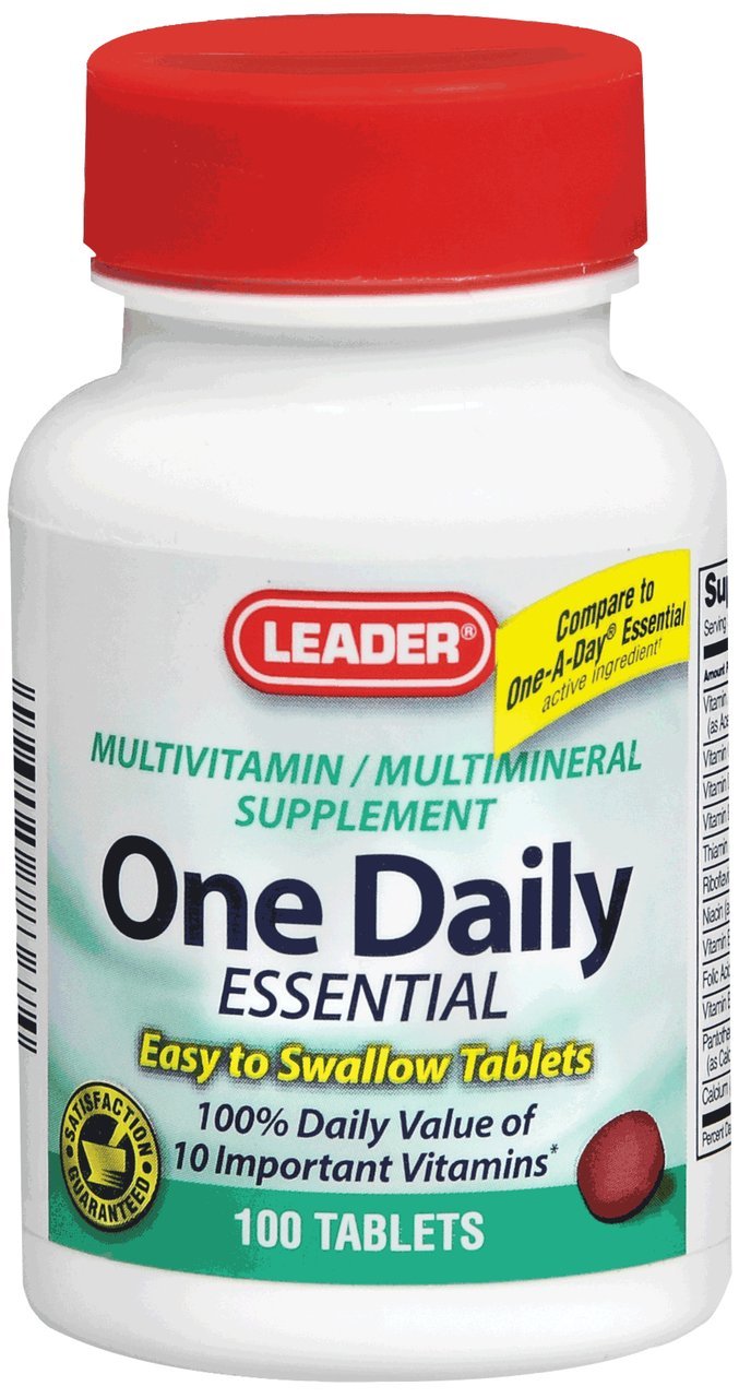 Leader One Daily Essential Multivitamin Supplement Tablets, 100 ct, 4 Pack
