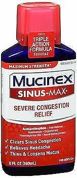 Mucinex Sinus-Max Severe Congestion Relief Liquid - 6 OZ, Bulk Pack of 5