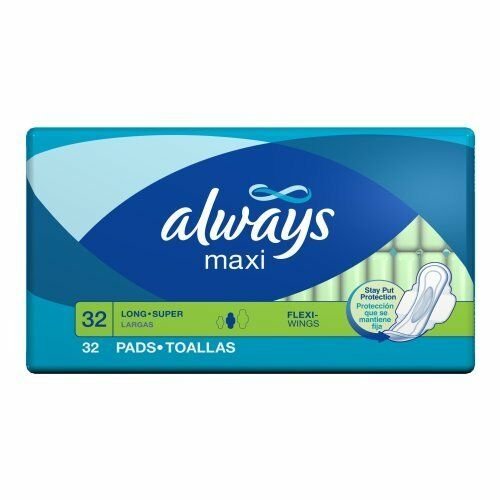 Always Maxi Feminine Pads with Flexi-wings, 32 Count - Bulk Pack of 6 (192 Total...