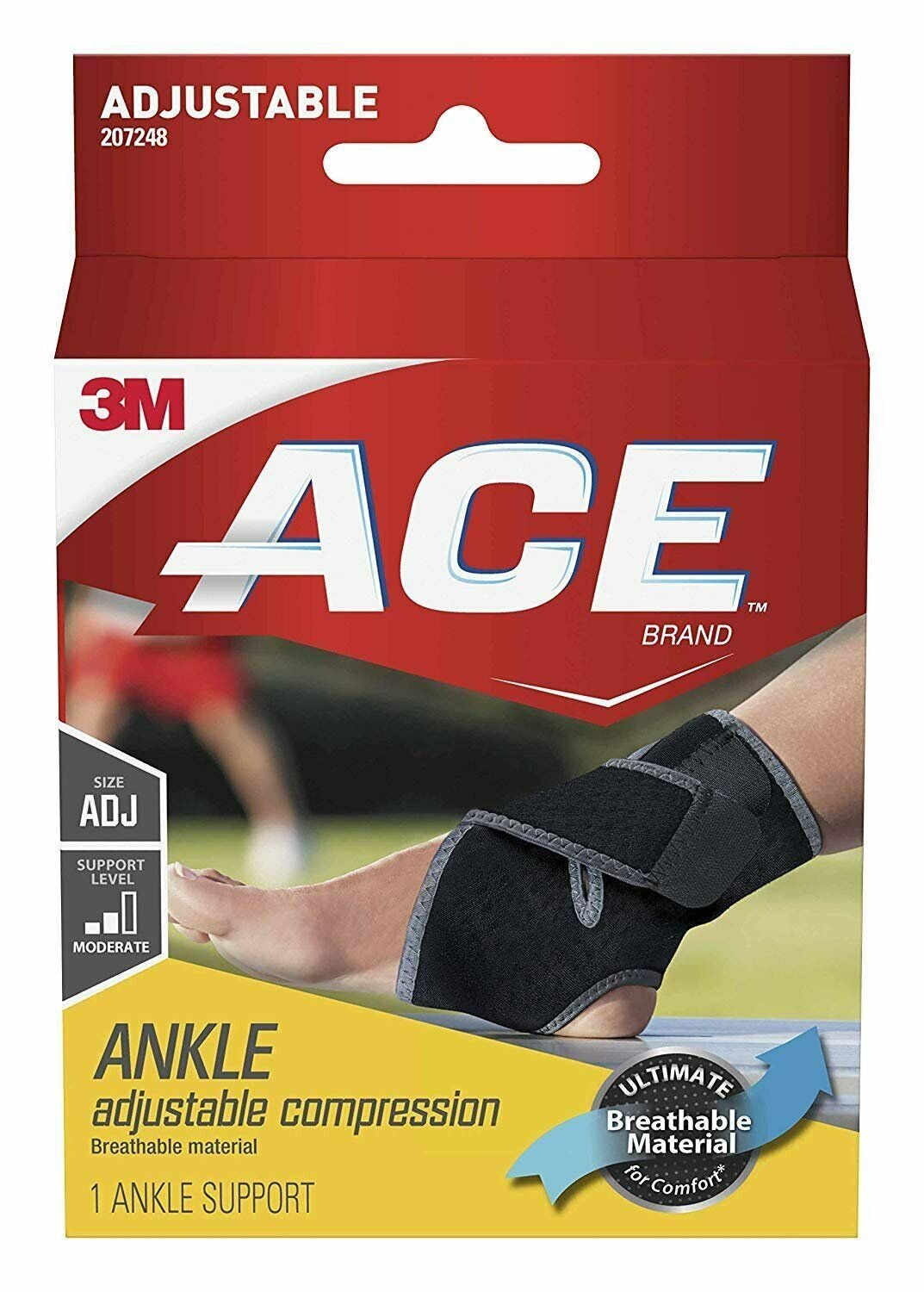ACE Adjustable Compression Ankle Support Level 2 Moderate 1 Ea, 5 Pack