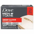 Dove Men+Care Body & Face Bar Deep Clean Hydrate Purifying Grains, 2 ct, 6 Pack