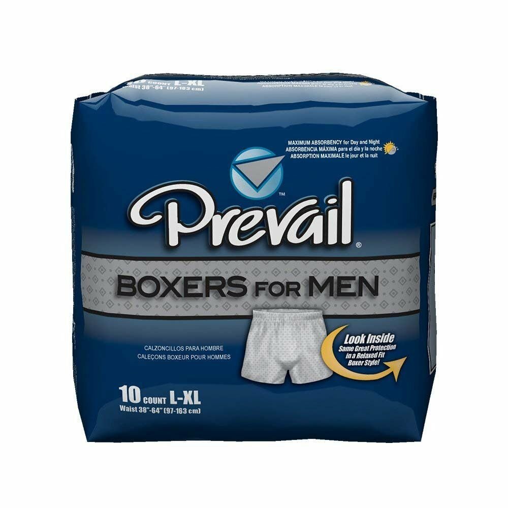 Prevail Maximum Absorbency Incontinence Boxers for Men, Large/Extra Large,...