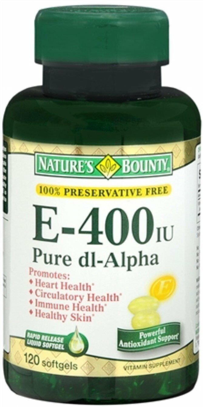 Nature's Bounty Vitamin E 400 IU Softgels Pure DL-Alpha 120 Soft Gels (Pack...