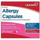 Leader Allergy Relief Capsules Diphenhydramine HCL 5 mg 24 Count (Bulk Pack of 12)