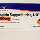 Perrigo Aspirin Suppositories USP Pain Relief Fever Reduction, 12 ct, 5 Pack