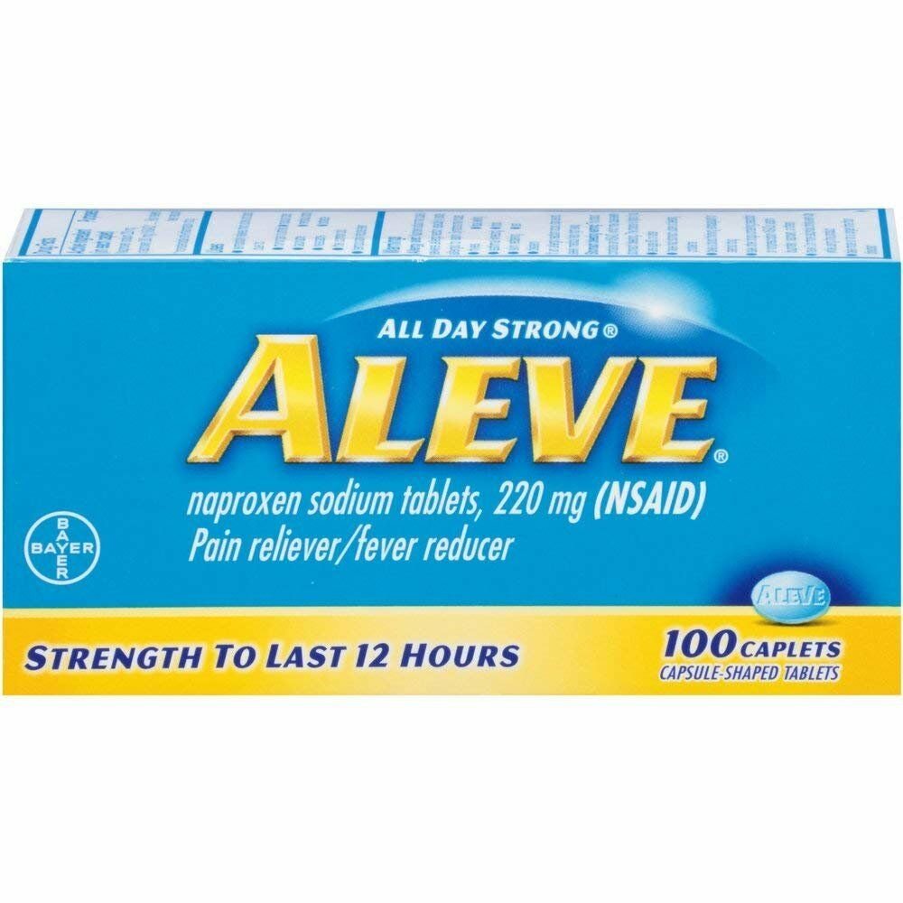 Aleve Pain Reliever/Fever Reducer Caplets, 100 ea (Bulk Pack of 2)