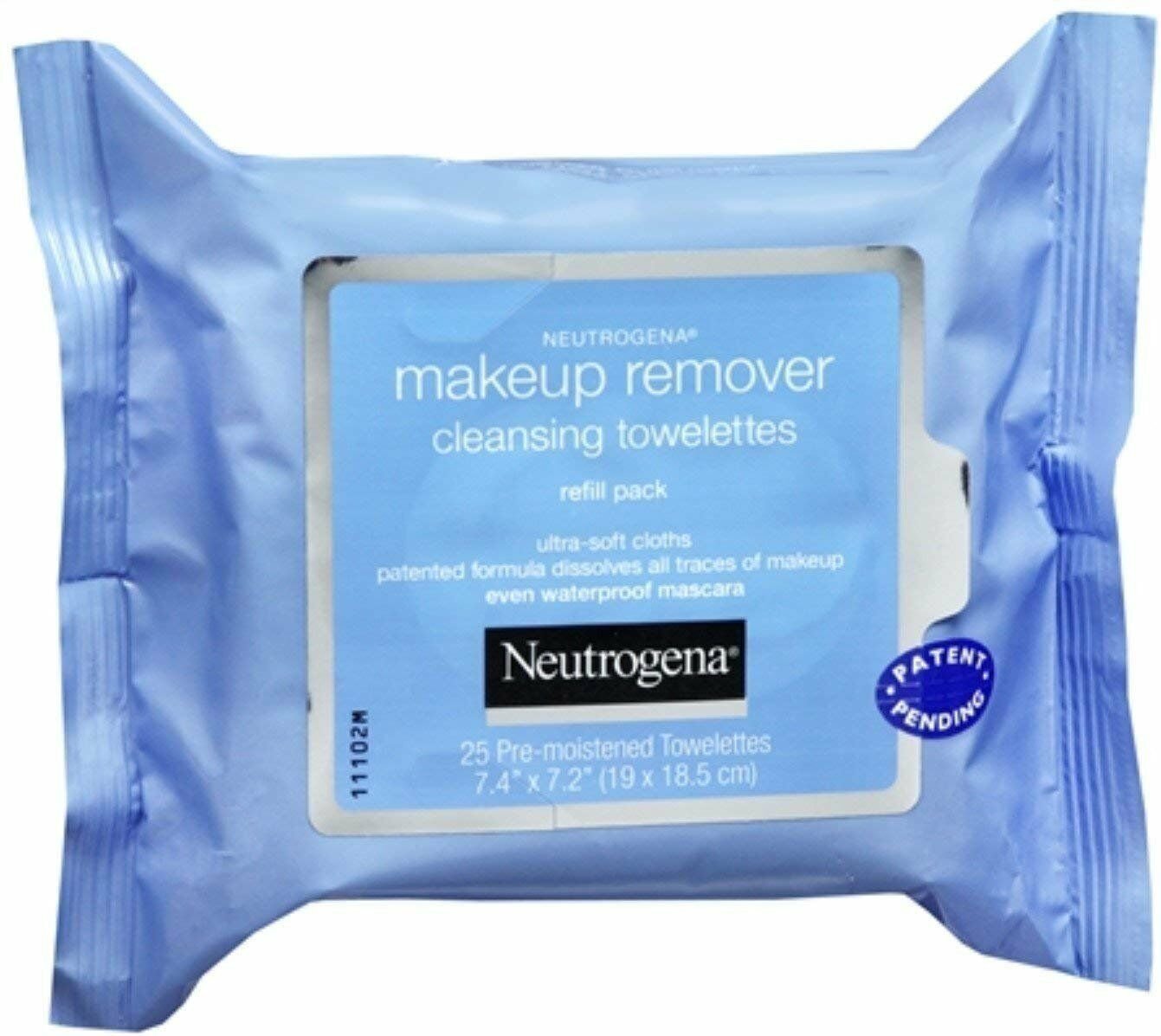 Neutrogena Make-Up Remover Cleansing Towelettes Refills 25 Each (Bulk Pack of 10)