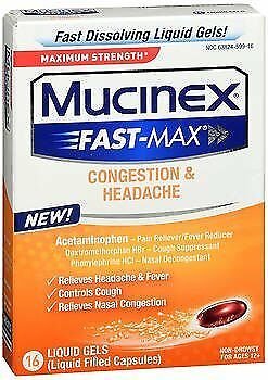 Mucinex Fast-Max Severe Cold & Sinus Liquid Gels - 16 ct, Bulk Pack of 3