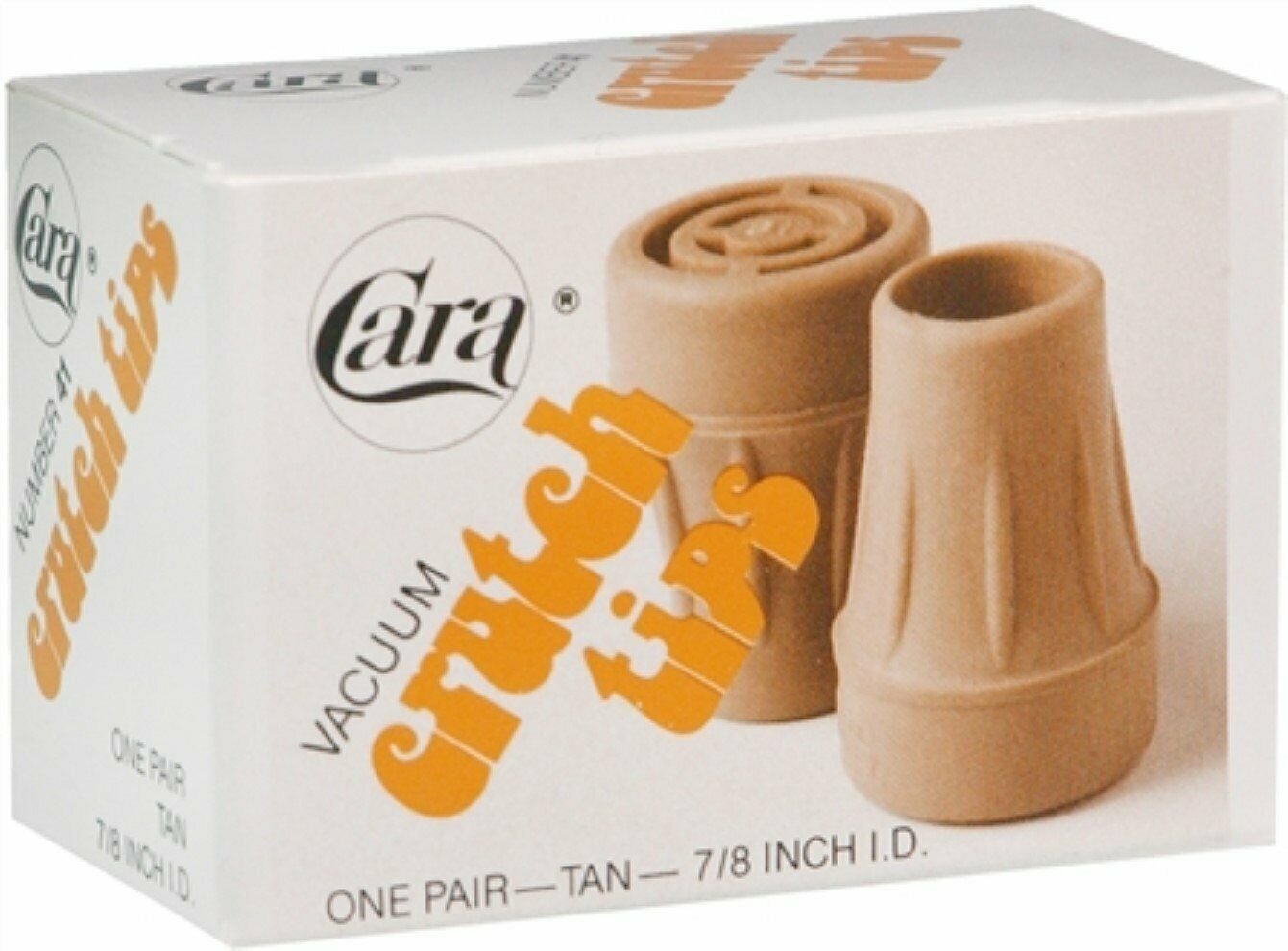Cara Crutch Tips Safety One Pair Tan Vacuum Base 7/8 Inch, 1 Pair, 5 Pack