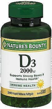 Nature's Bounty Super Strength D3-2000 IU - 240 Softgels, Bulk Pack of 5