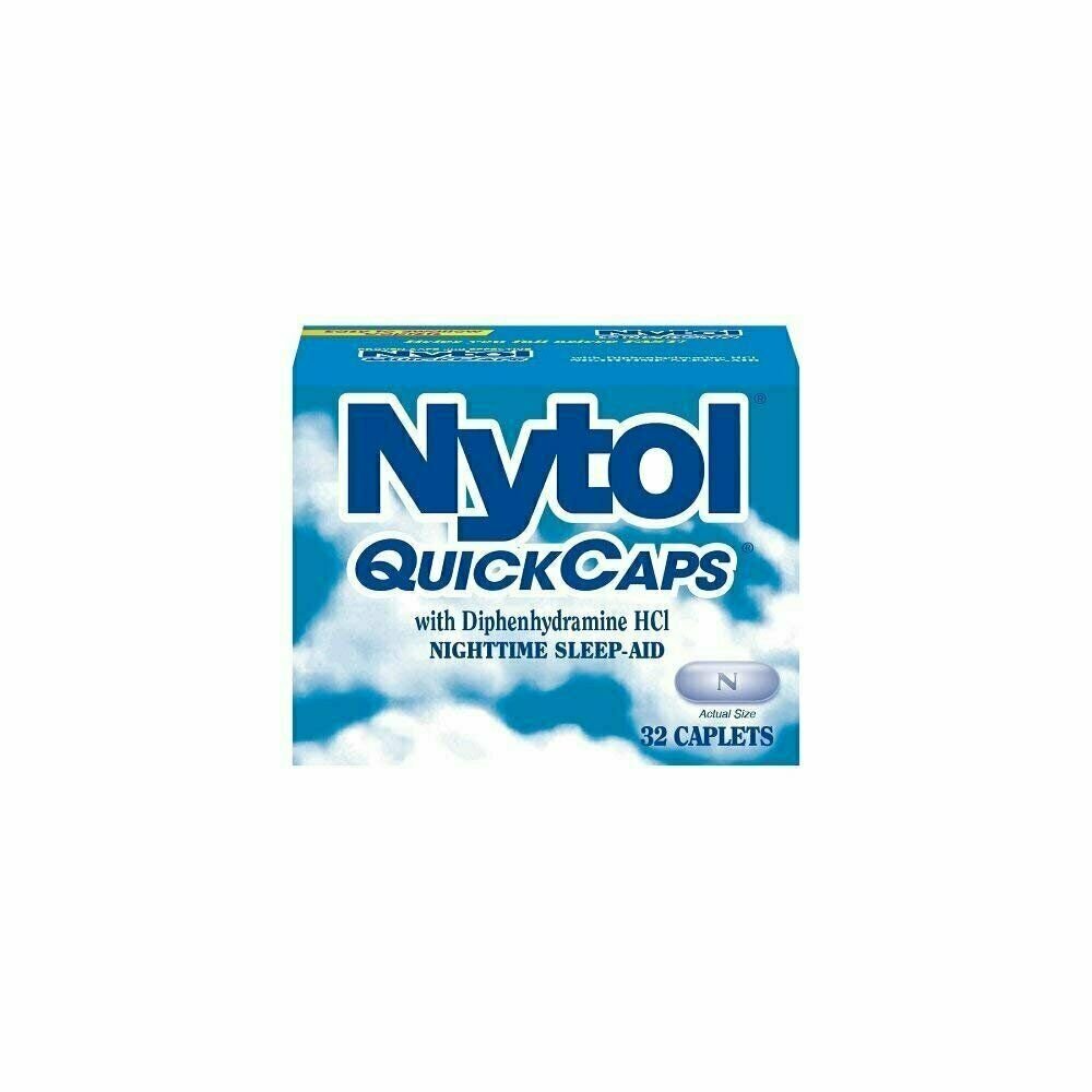 Nytol QuickCaps Nighttime Sleep-Aid Caplets W/ Diphenhydramine HCL, 32Ct, 2 Pack