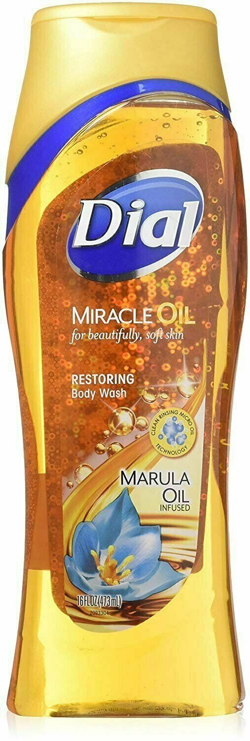 Dial Miracle Oil Restoring Body Wash Marula Oil Infused Moisturizer 16oz,12 Pack