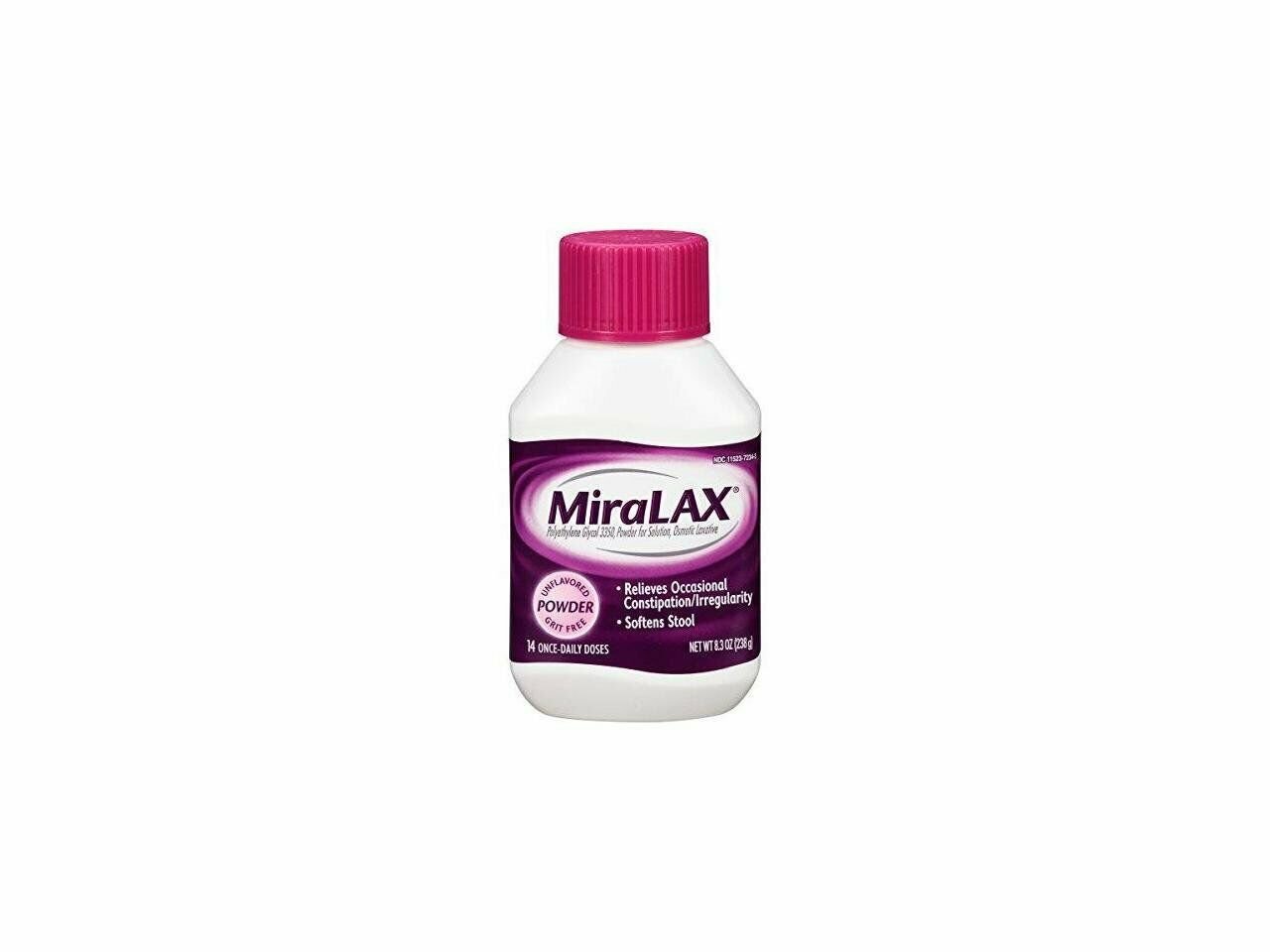MiraLAX for Constipation Relief Unflavored Powder Grit Free 8.3 oz (Bulk Pack of 6)