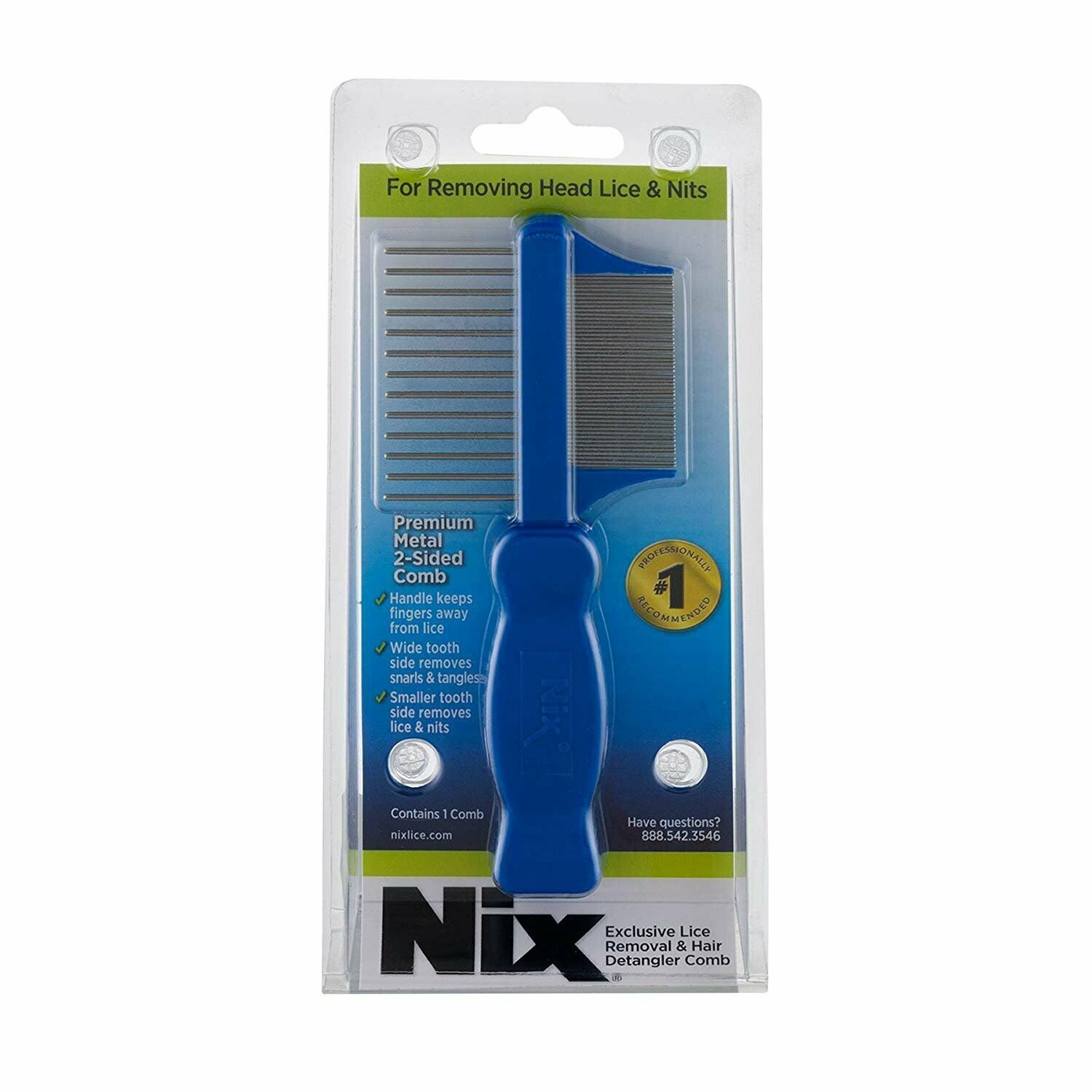 Nix Premium Metal Two Sided Comb For Removing Head Lice & Nits, 1 Count, 4 Pack