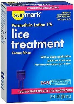 Sunmark Lice Treatment Creme Rinse Permethrin Lotion 1%, 2 FL Ounce, 2 Pack