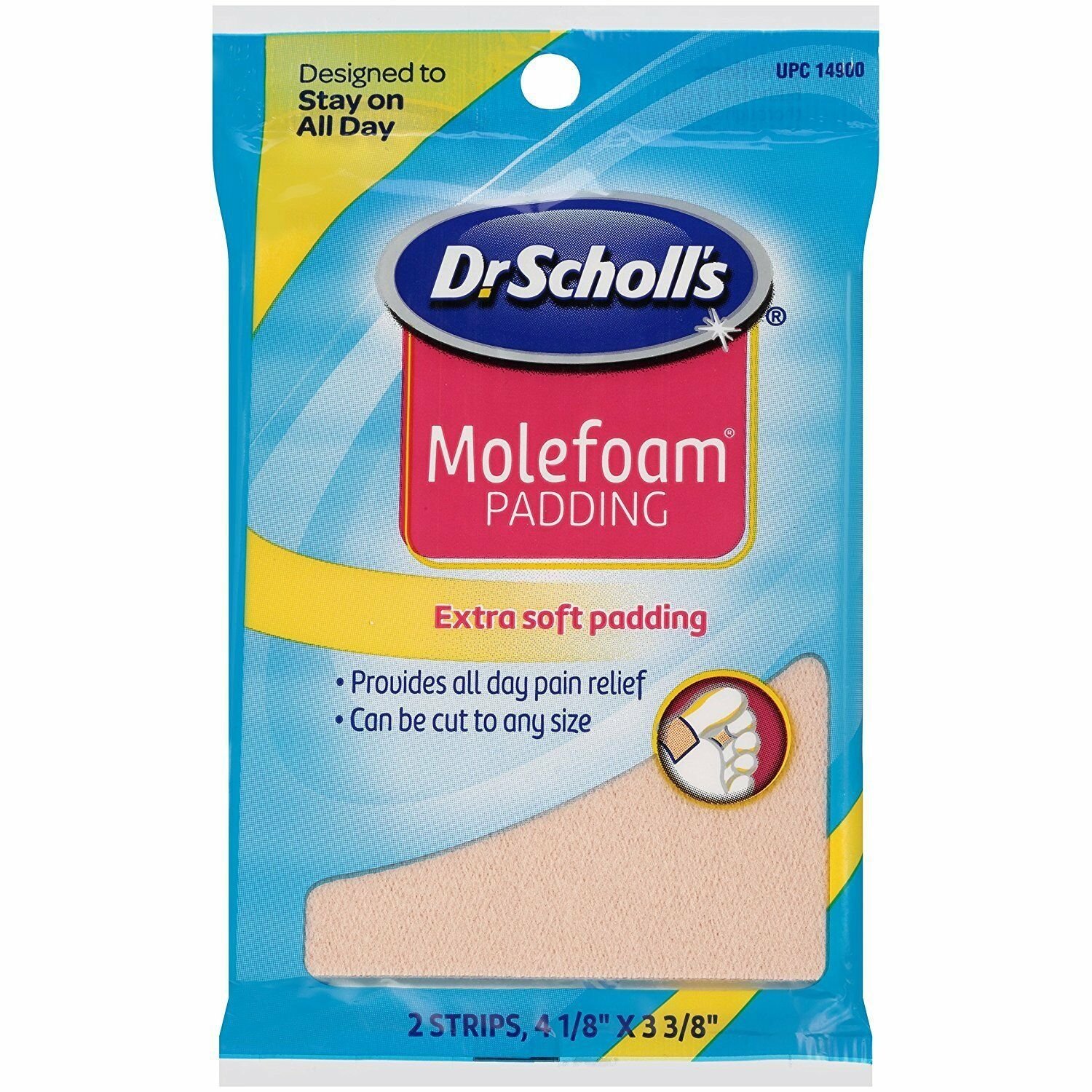 Dr. Scholl's Molefoam Padding, Men's and Women's, 2-Count Packages (Bulk Pack of 8)
