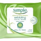 Simple Exfoliating Facial Wipes 25 Count (Bulk Pack of 3)