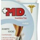 MD USA Seamless Toe-Wave-In Mesh Diabetic Ankle Socks, White, Large