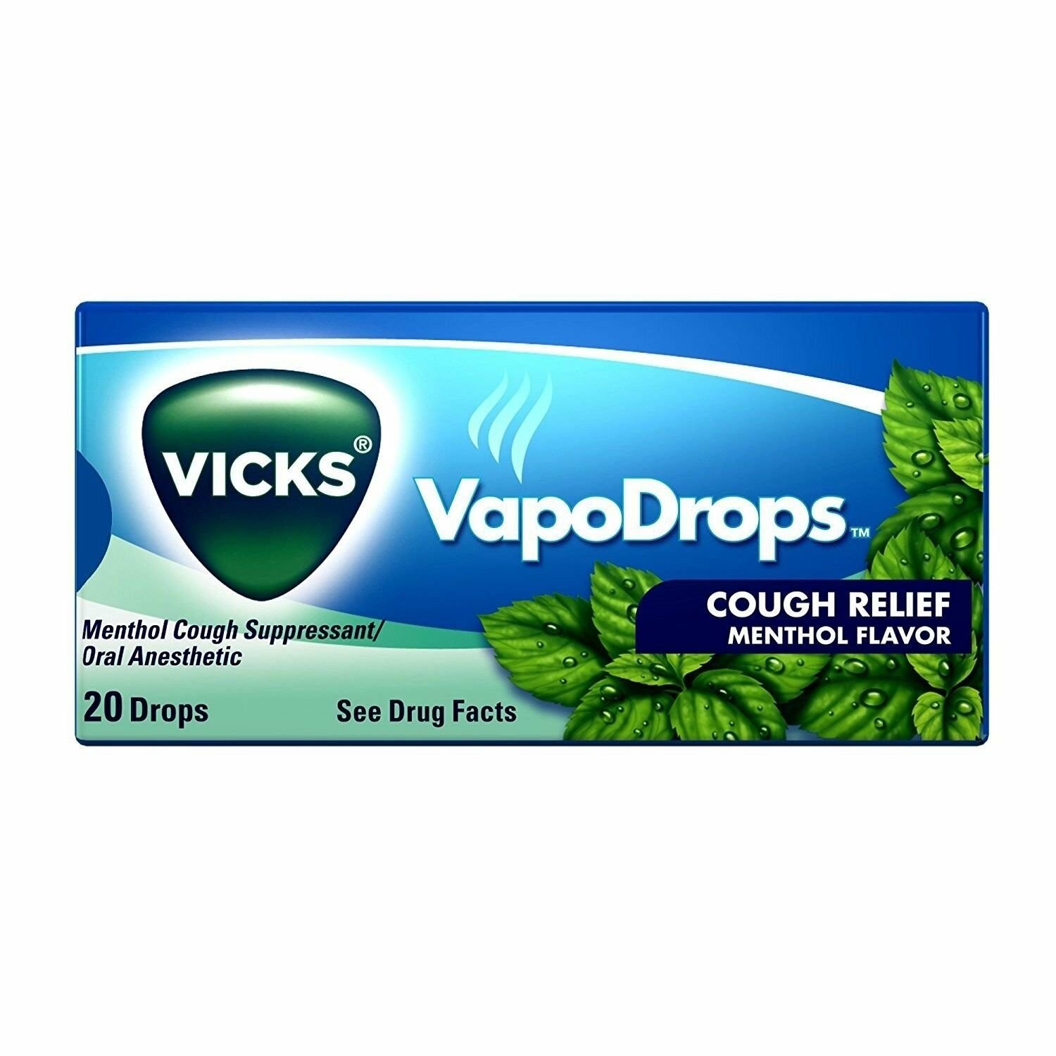 Vicks VapoDrops Cough Sore Throat Relief Drops Menthol Flavor 20 Count, 5 Pack