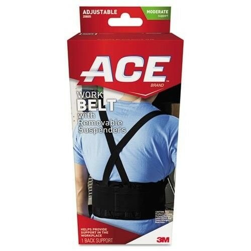 Ace Work Adjustable Belt, Back Support with Removable Suspenders