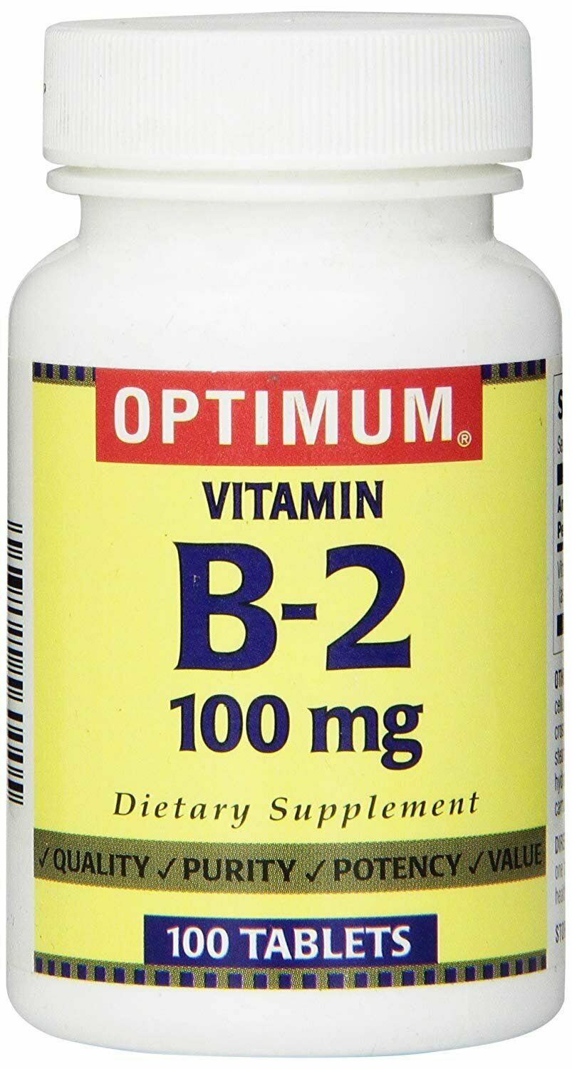 Optimum Vitamin B-2 Tablets, 100 Mg, 100 Count