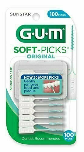 Sunstar GUM Soft Picks Original Removes Food and Plaque 100 Count, Bulk Pack of 5