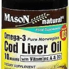 Mason Natural Omega-3 Cod Liver Oil Softgels - 100 ct, Bulk Pack of 2