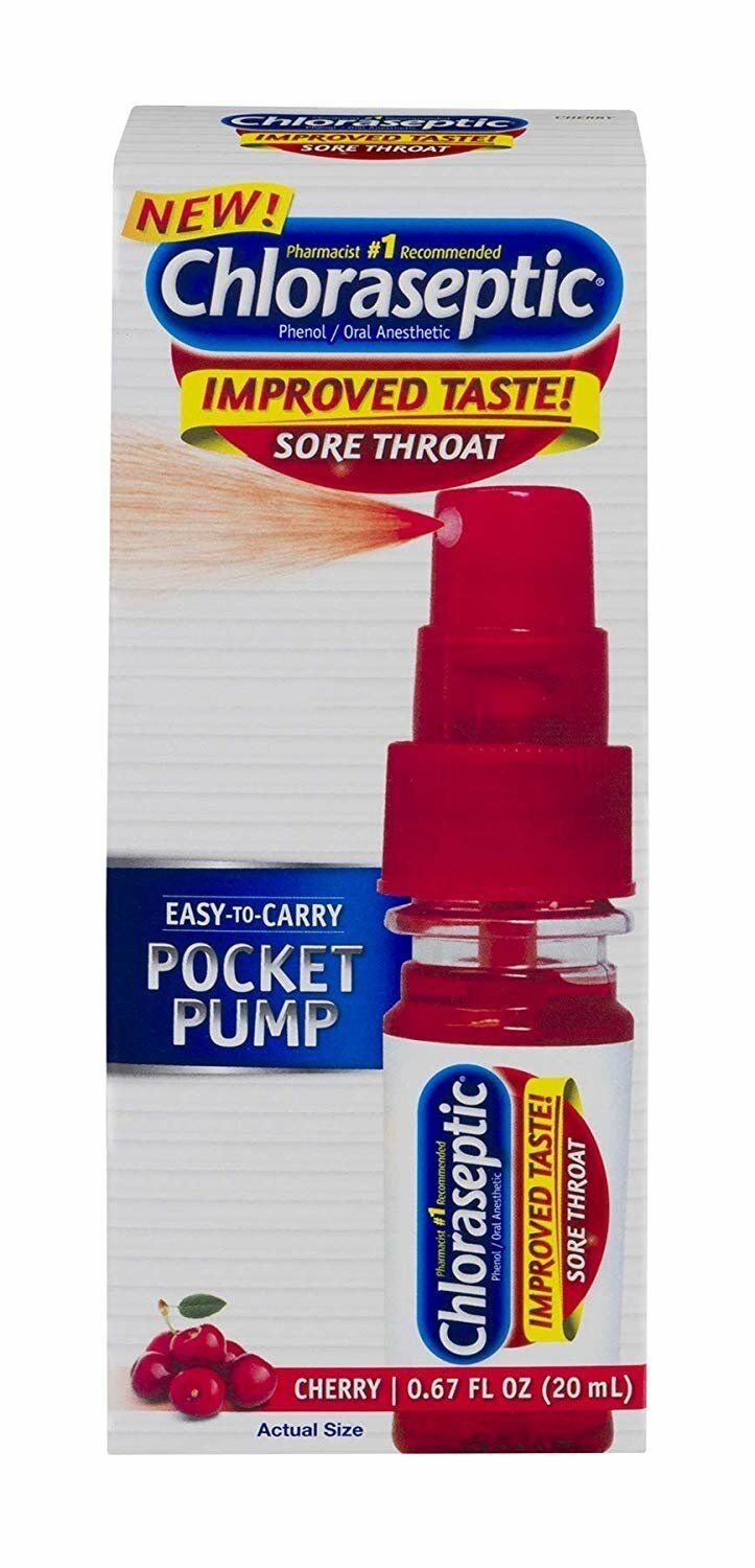 Chloraseptic Sore Throat Spray Pocket Pump, Cherry | 0.67 Ounce | Bulk Pack of 12...