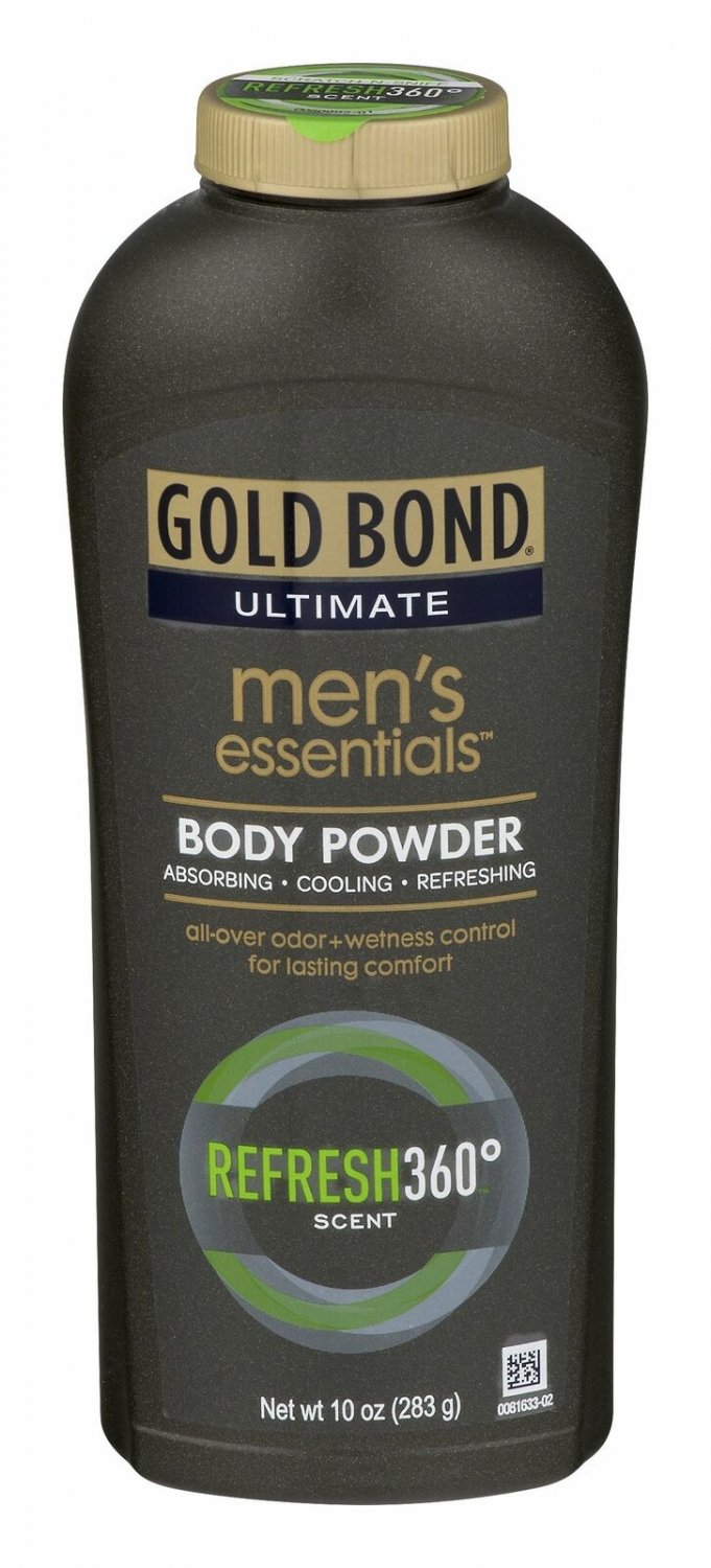 Gold Bond Ultimate Men's Essentials Body Powder Refresh 360 Scent 10 oz (12PK)