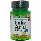 Nature's Bounty Folic Acid 800 mcg Tablets Maximum Strength 250 ea (Bulk Pack of 5)