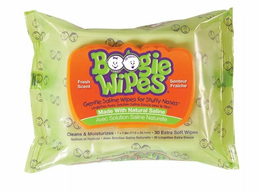 Boogie Wipes Gentle Saline Extra Soft Nose Wipes Fresh Scent 30 Ct (Bulk Pack of 3)