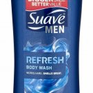 Suave Men Body Wash Refresh Works Hard/Smells Great 15 fl oz (Bulk Pack of 12)